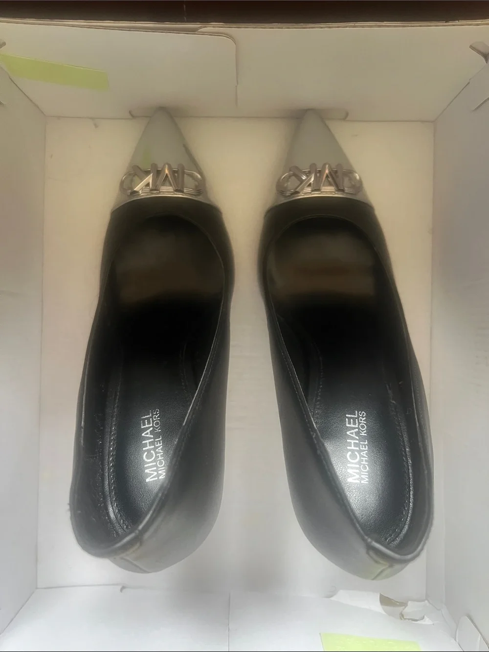 Michael Kors Black Pumps with Silver Pointed-Toe Caps